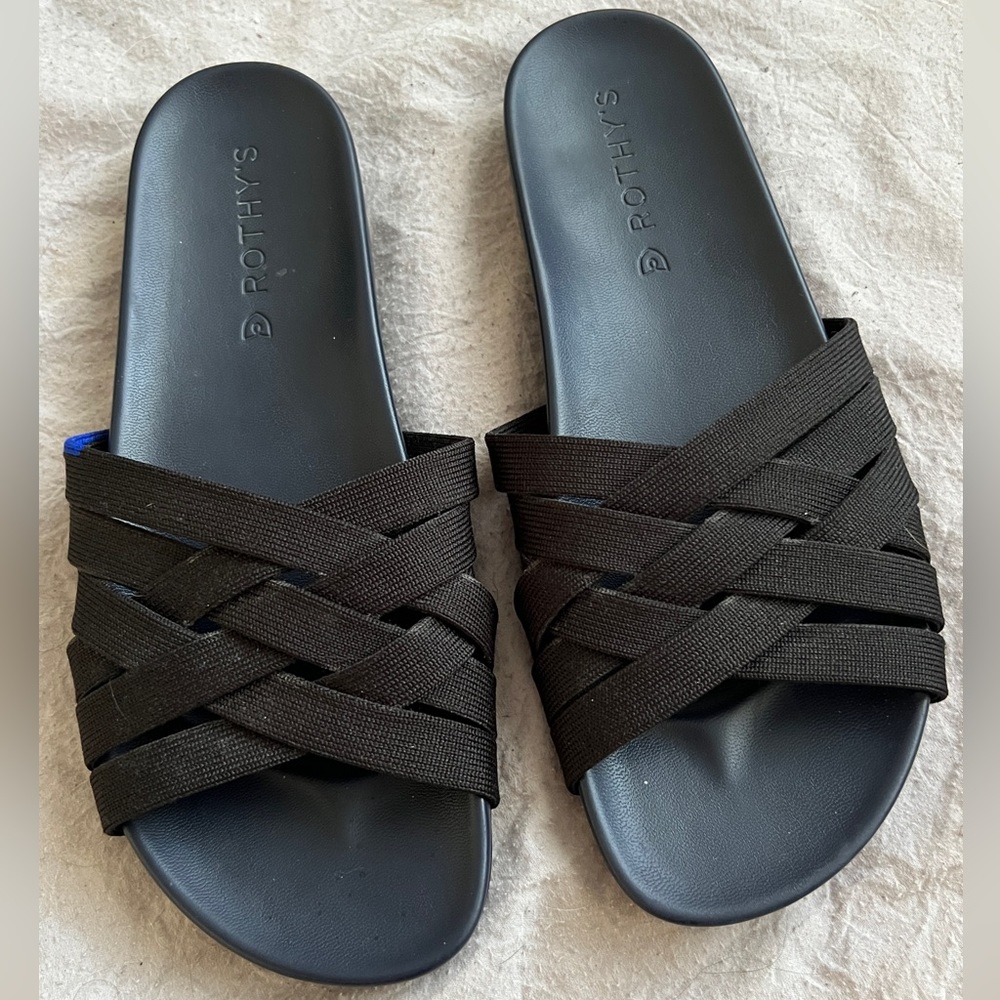 Rothy’s black (night sky) slide sandals size 6.5